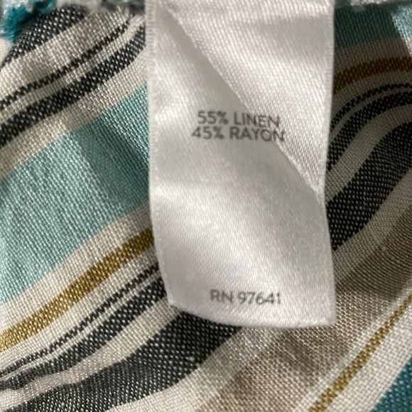 J. Jill Womans Pants Linen Blend Pull-On Tie Waist Tan Striped Petite Medium - Picture 8 of 10